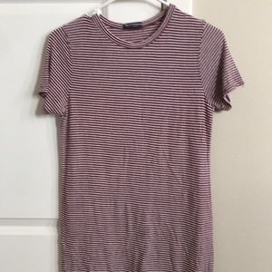 Brandy Melville Maroon and White Tshirt Dress